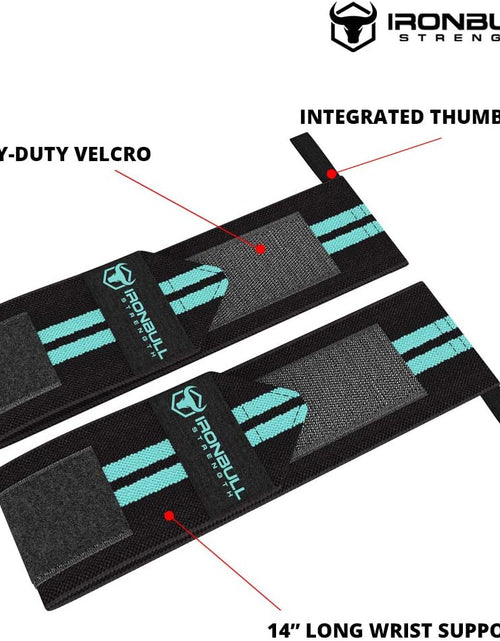 Load image into Gallery viewer, Women Wrist Wraps with Thumb Loops - 12" Professional Grade - Wrist Support Brace and Compression for Cross Training, Weight Lifting, Powerlifting, Strength Training (Black/Mint)
