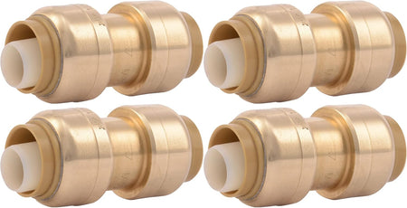U008LFA4 Straight Coupling Plumbing Fitting, PEX Fittings, Push-To-Connect, Coupler, PE-RT, HDPE, Copper, CPVC, 1/2 Inch, Pack of 4